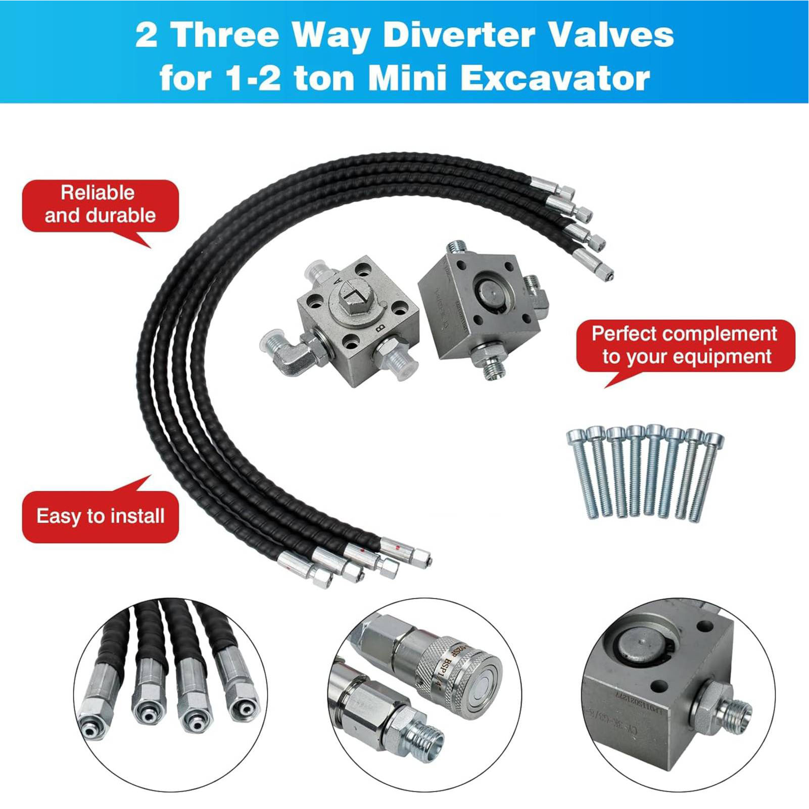 2Pcs 3 Way Diverter Valve for  - Mini Excavator recensione e prezzo